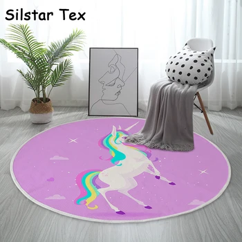 

Silstar Tex Horse Pattern Child Bedroom Mat Round Muslim Prayer Mat Cotton Washed Rugs Ins Style 90 cm Indoor Mats