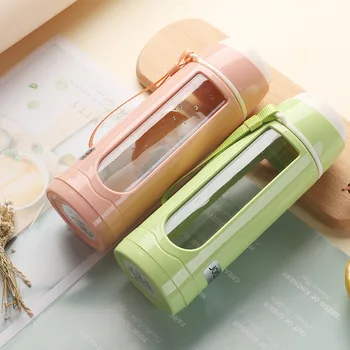 

with Rope Handle Glass Students Cute Portable Transparent su bo Water Cup 480ml Car Mounted Portable Bottle Scented Tea Cup