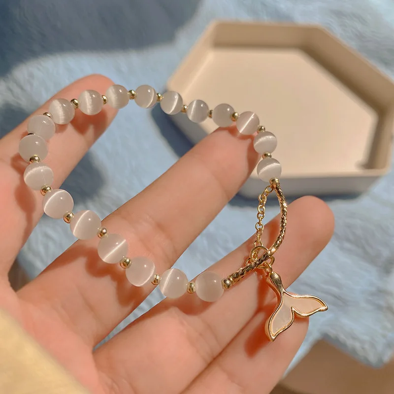 Fashion Korea Simple Delicate Opal Stone Bracelet Women Fantastic girls Summer Beach Fishtail Bracelets For Jewelry HY-30 | Украшения и
