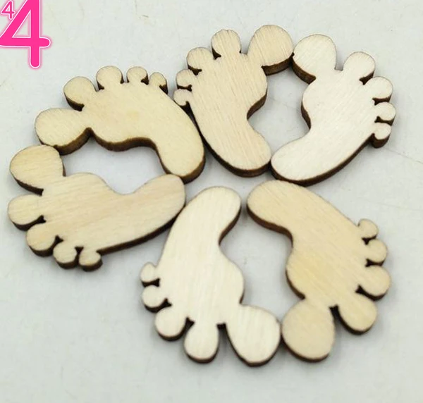 Baby Footprint Wooden Scrapbooking Embellishments 100 Pack Blank Wood Table Scatter for DIY Craft Shower | Дом и сад