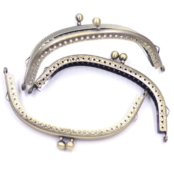 

Kiss Clasp Luggage Bag Pruse Frame Handle Accessories Double Ball Arch Flower Pattern Bronze Tone 12.5cm 10Pcs