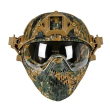 Тактический шлем с полной защитой лица страйкбол Пейнтбол война игры cs-шлемы со съемной лицевой маской и очками