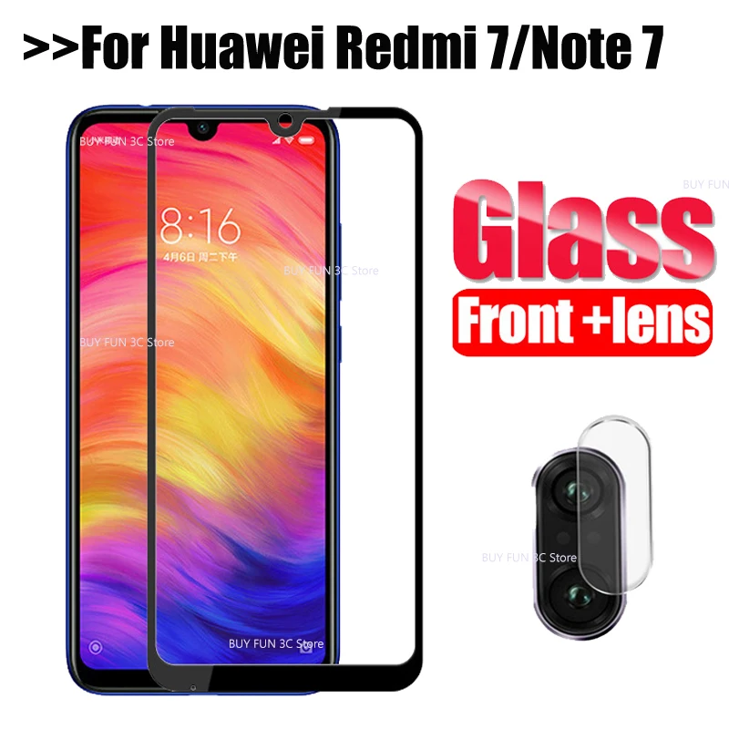 

2-In-1 Screen Protector Redmi Note 7 Camera Glass Tempered Protective Film For Xiaomi Redmi Note 7pro 6pro red mi 7 Glass safety