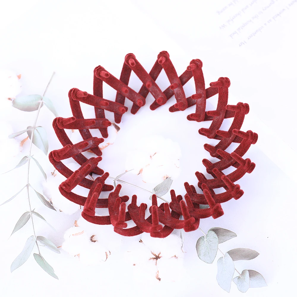 Mode Frauen Flanell Haar Klaue Schachtelhalm Schnalle Haar Clip Vogel Nest Ausbau Haar Zubehör Weibliche Pferdeschwanz Halter Stirnband – Detail 7