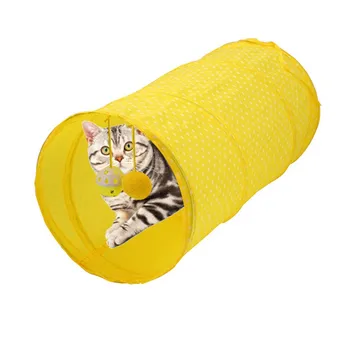 

Pet Cat Tunnel Cat Toy Tube Shape Dots Printed Polyester Foldable Hanging Balls Pet Play Educational Supplies