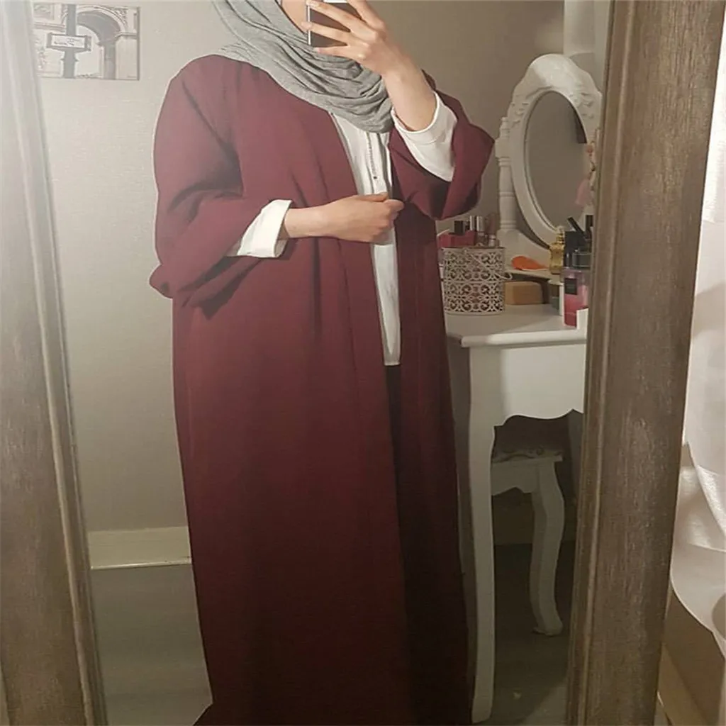 KLV Abayas женская мусульманская одежда однотонные модные бандажные платья Хиджаб Макси мусульманское длинное платье для девочки Бангладеш Дубай, Турция Халат