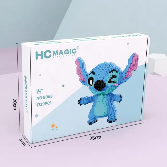 2570pcs+ HC1046 Reading Stitch Diamond Building Block Micro Lilo & Stitch  Figure Cute 3D Model For