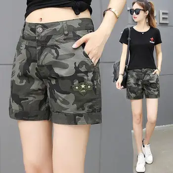 

2020 New summer camouflage shorts plus size women casual camo cargo shorts army military shorts