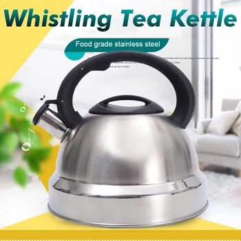 

3L Ergonomic Handle Home Teapot Kitchen Whistling Tea Kettle Stovetop Anti Scald Rustproof Stainless Steel Flat Bottom Smooth