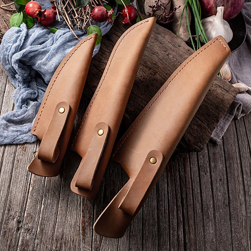 Chef's  Cowhide Cover Sheath Leather Knife Cover Boning Fruit Outdoor Knife Sheath knife block for drawer