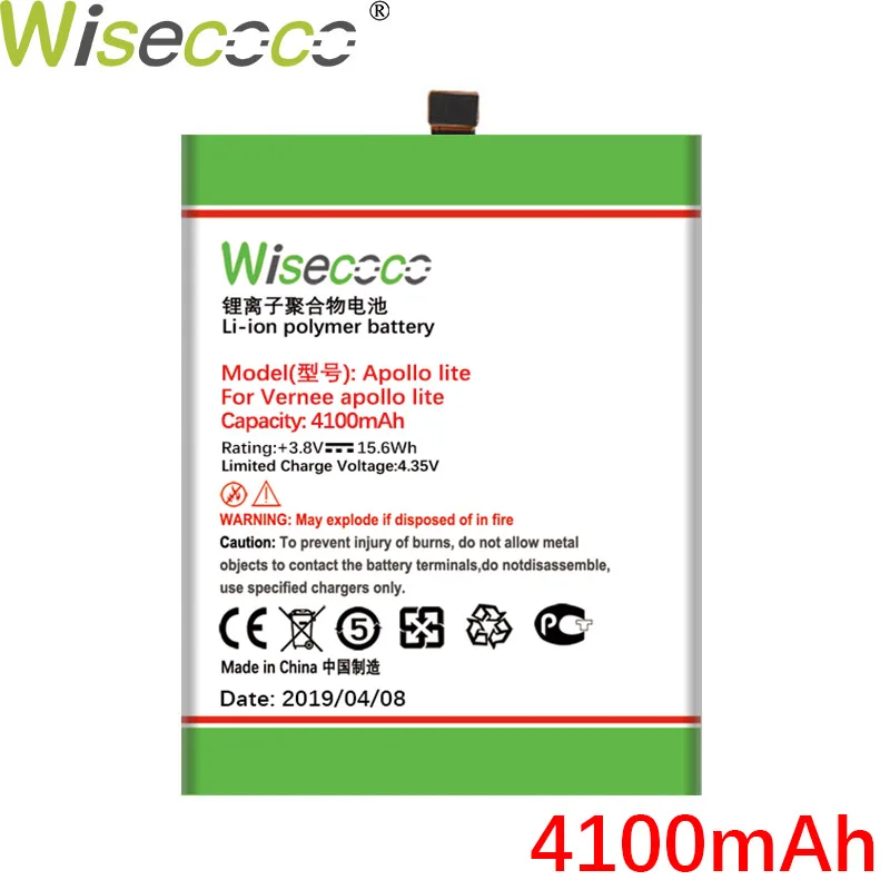 WISECOCO 4100 мАч Apollo Lite батарея для Vernee Apollo Lite мобильный телефон новейшее производство высокое качество батарея+ номер отслеживания