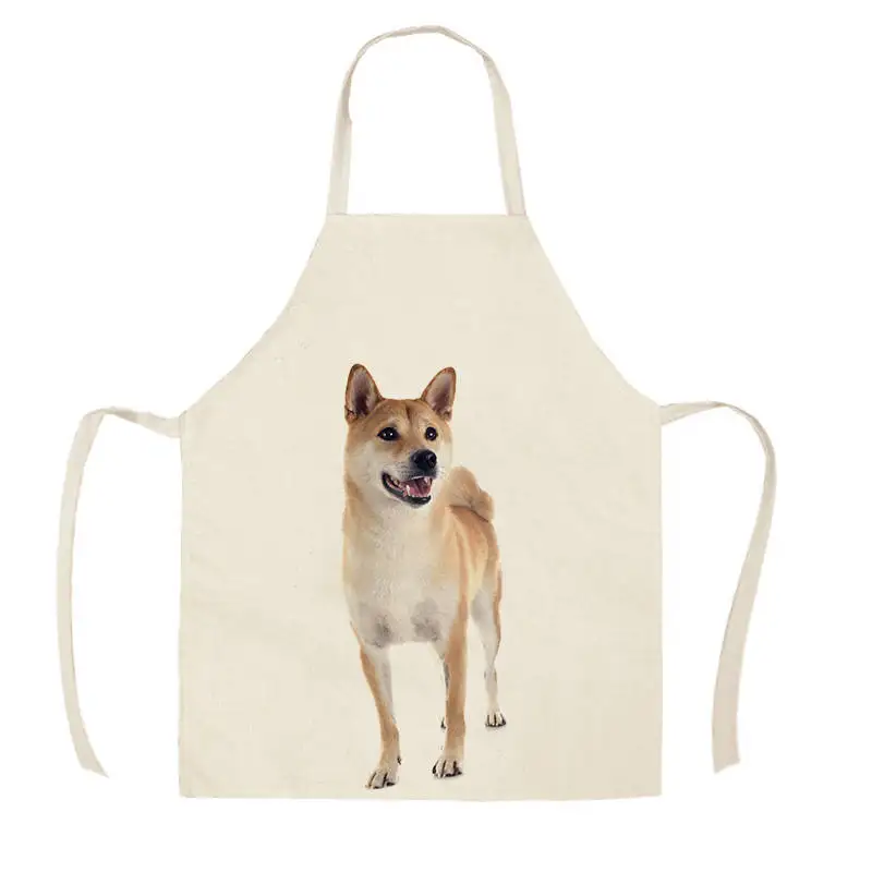 1Pcs Kitchen Apron Cute Pet Dogs/Cats Printing Sleeveless Cotton Linen Aprons for Men Women Home Cleaning Tools WQ360