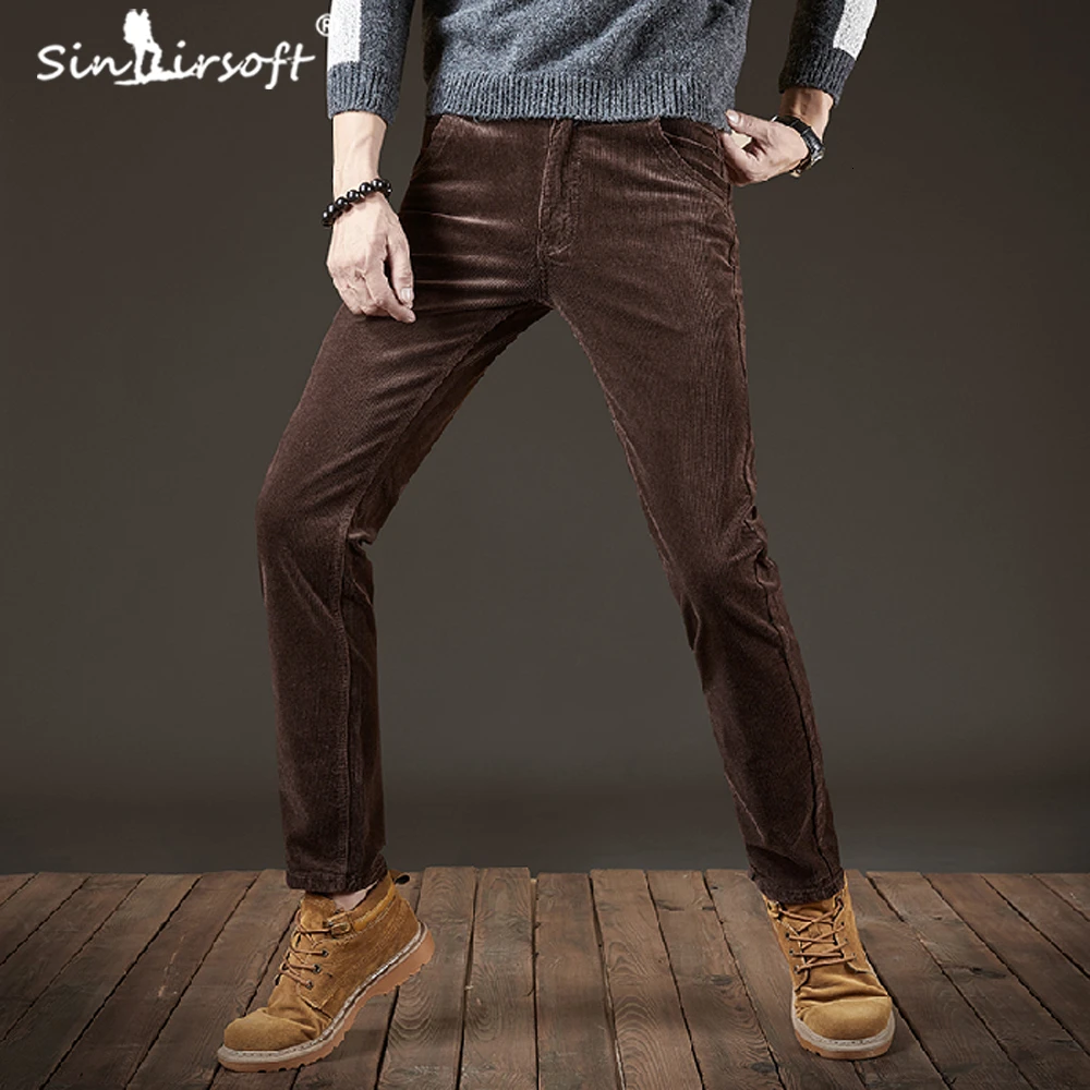 Вельветовые повседневные длинные штаны теплые мужские тяжеловесные мужские брюки-шаровары осенние и зимние обтягивающие Стрейчевые брюки