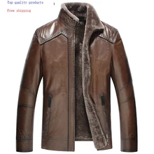 Пальто из овчины, зимняя куртка из натуральной кожи, Мужская Меховая куртка с подкладкой из натуральной шерсти, Блузон Cuir Homme 2165 KJ1478