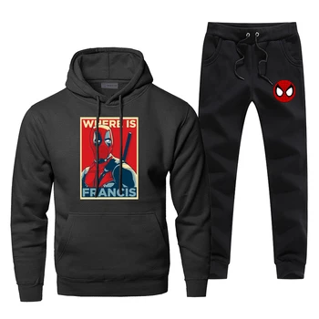 

Deadpool Wade Winston Wilson Hoodies Pants Set Men Francis Funny Superhero Suit Sweatshirt Sweatpants Pullover 2 PCS Tracksuit