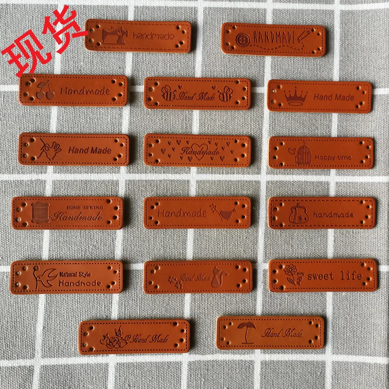 Leather card custom leather label custom pu embossed color diy wash jeans leather brand factory direct