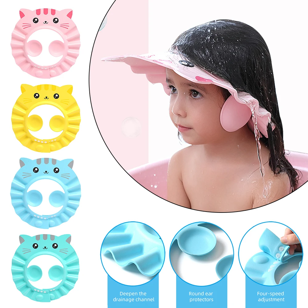 

Baby Shower Cap Adjustable Hair Wash Hat For Newborn Infant Ear Protection Children Infant Waterproof Cap