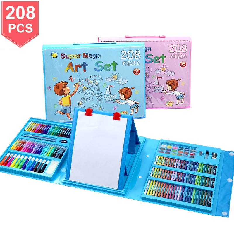 

208 PCS Children Watercolor Pencils Crayon Tool Sets Painting Drawing Art Set for Kids Art Marker Art Supplies Box Students Gift