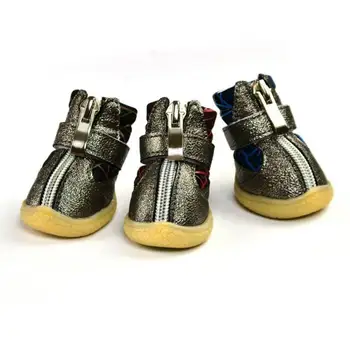 

4 Pcs Dog PU leather sport Shoes Reflective Winter Waterproof Pet dog Puppy Martin boots non-slip golden retriever rain shoes