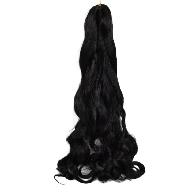 Synthetic 26 Inches Loose Wave Crochet Braids Hair Ombre Spiral Curls Pre Stretched Braiding Hair Extensions For Black Woman #1B