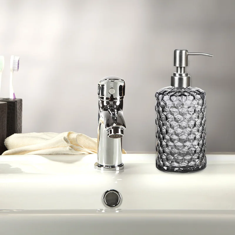 500ml Soap Shampoo Dispenser Liquid Hand Soap Glass Bottle with Stainless Steel Pump for Bathroom Portable Dispensers soap dispenser,shampoo dispenser
