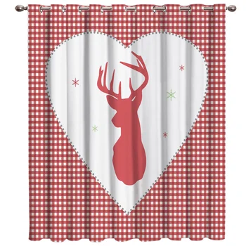 

Christmas Themed Cartoon Hearts And Deer Heads Window Treatment Hardware Sets Curtain