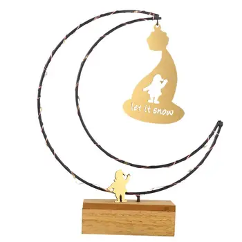 

1pc Christmas Romantic Solid Wood Table Lamp Bedside Iron Battery Lamp