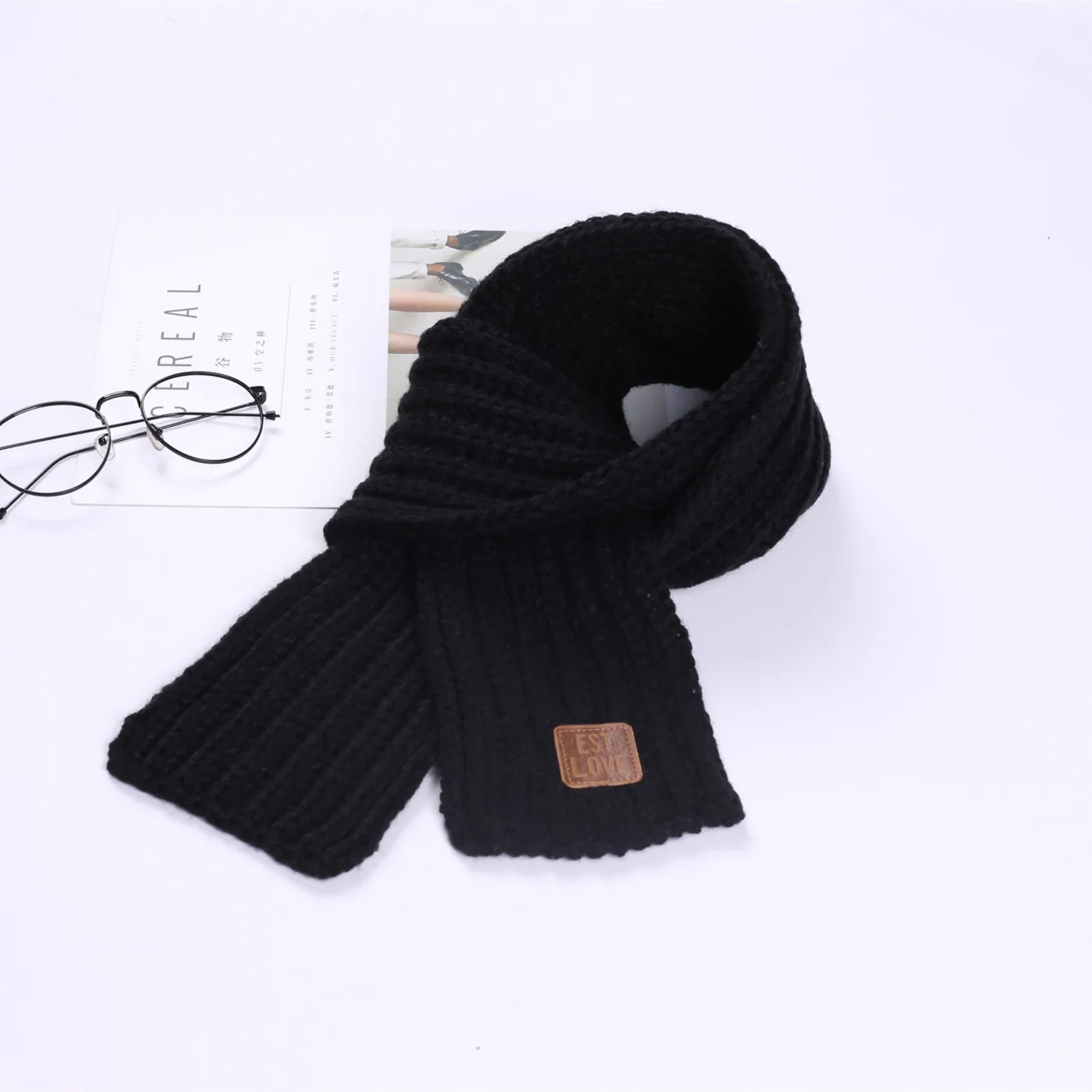 Children's scarf boys warm girls thickened small scarf knitting Korean version boys girls scarf autumn winter hair scarf