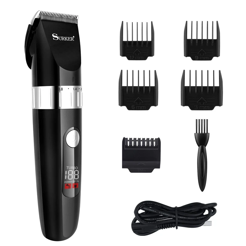 

Surker SK-535 Hair Clippers for Men Cordless Beard Trimmer Hair Trimmer Men'S Hair Cutting Kit Waterproof with LED Display