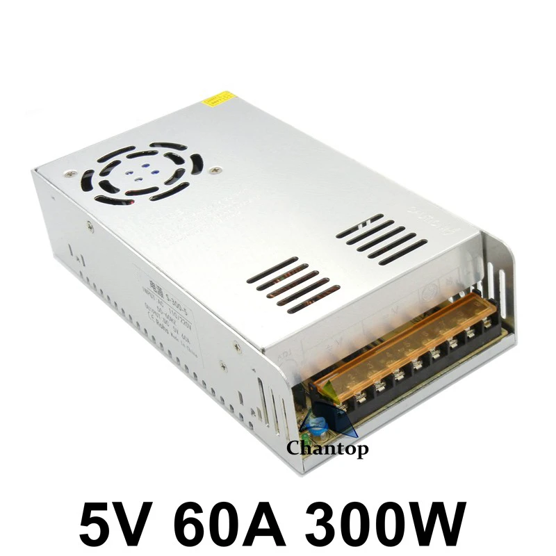 5V 60A 300W Драйвер импульсного источника питания AC 100-240V вход в DC 5V адаптер питания для светодиодный дисплей