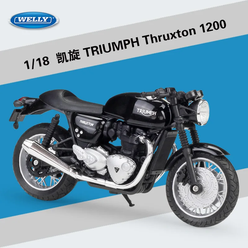 1/18 스케일 웰리 레트로 트라이엄프 Thruxton 1200 카페 레이서 자전거 모토 차량 내구성 레이싱 오토바이 다이캐스트 모델 장난감 복제품