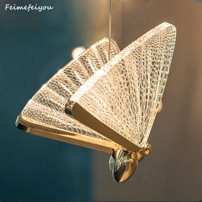 2021 New Butterfly lamp Nordic bedside chandelier luxury staircase lamp modern minimalist bedroom lamp hall restaurant art lamp