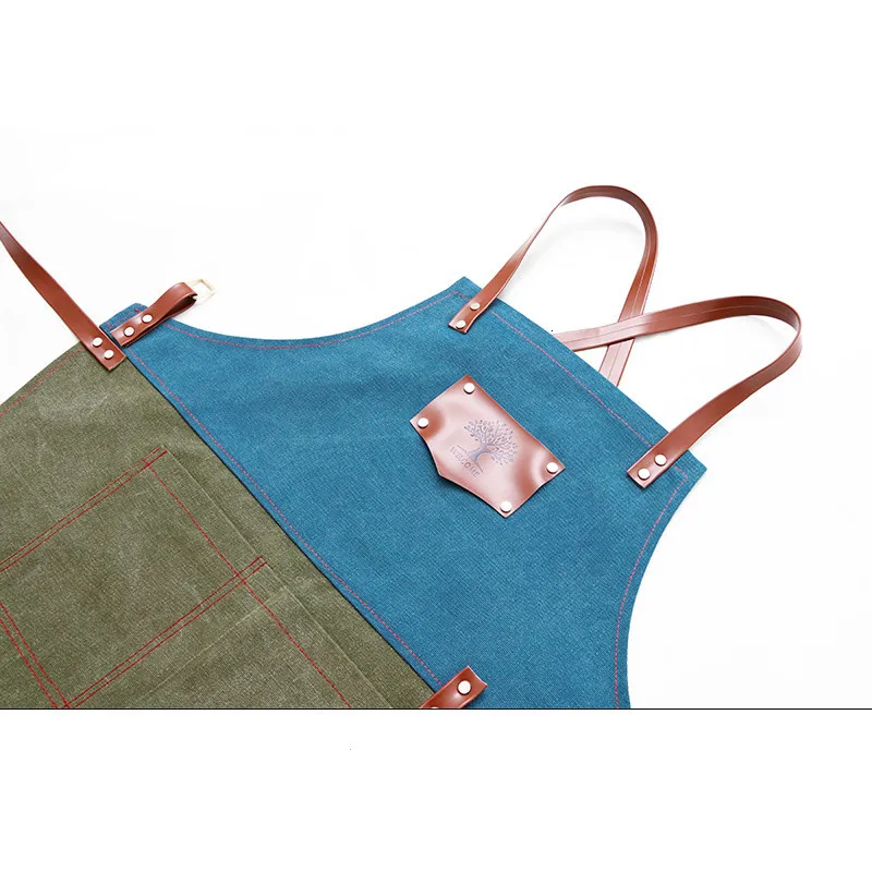 Men Women Canvas Kitchen Cook Apron Chef Waiter Uniform Hairdressing Barber Painting Work Apron BBQ Bakery Anti-Dirty Overalls
