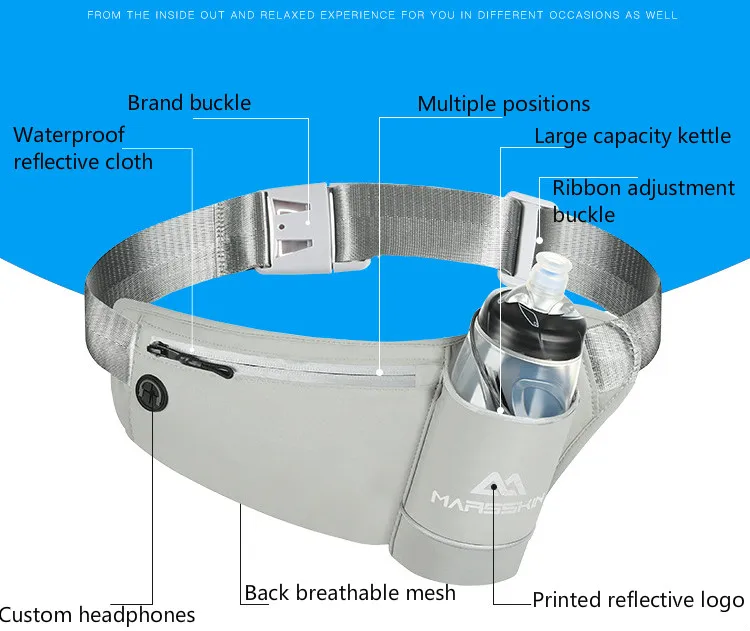 Спортивные уплотнитель на бутылке, бумажник, сумочка, Фитнес сумка Водонепроницаемый уличная Водонепроницаемая марафона мобильного телефона, уличные, с карманами, пояс для бега