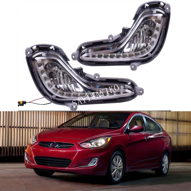 1 пара светодиодных дневных ходовых огней противотуманные фары DRL Xeno для Hyundai Accent