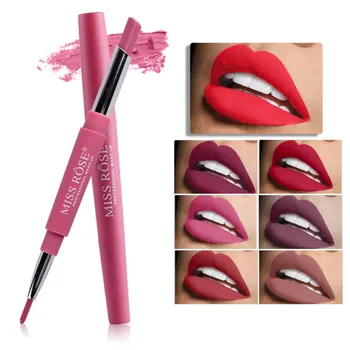 

Long Lasting No Fade Matte Lipstick Moisturizing Waterproof Lipliner Pencil Fashion Women Double Head Lip Makeup Cosmetic TSLM2