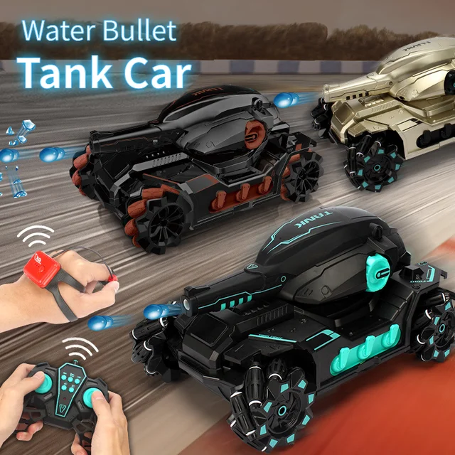 2.4G RC Car Toy 4WD Water Bomb Tank RC Toy Shooting Competitive Gesture Controlled Tank Remote Control Drift Car Kids Boy Toys 3