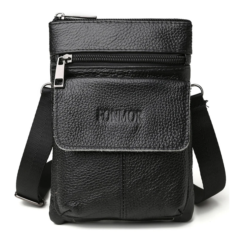 

Vintage Men Single Shoulder Bag Multifunction Genuine Leather Phone Coin Card Purse Messenger Bag Male Crossbody Bag