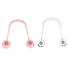 2 Set 2000 MAh Hands-Free Neck Fan Bladeless Fan Hanging Rechargeable Mini Sports Fans Air Conditioner, White & Pink