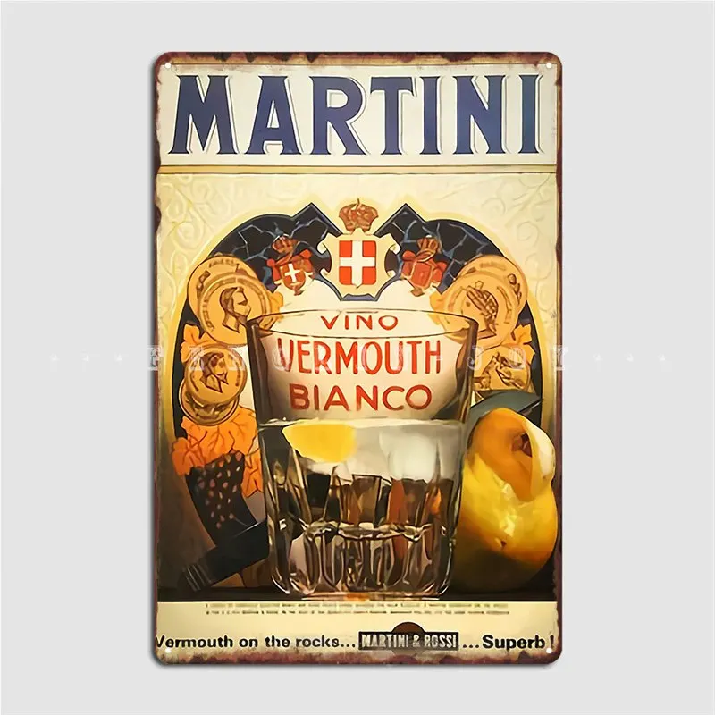 Martini Vino Vermouth Bianco Vermouth On The Rock Martini E Rossi Superb Metal Sign Painting Decor Club Party
