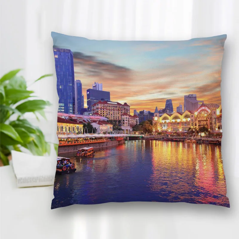 New Singapore Night View Pillow Slips With Zipper Bedroom Home Office
