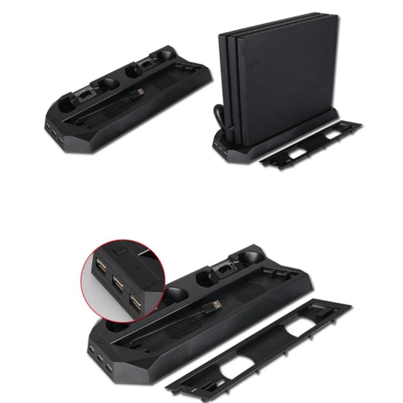 FFYY-вертикальная подставка для PS4 Slim/Pro с охлаждающим вентилятором, двойной геймпад зарядная станция с 3 портами usb-хаб
