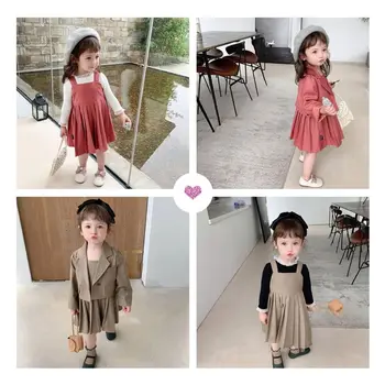 

autumn 2020 new children clothing baby girl sleeveless dress and jacket two piece sets kids Korea fashion sets