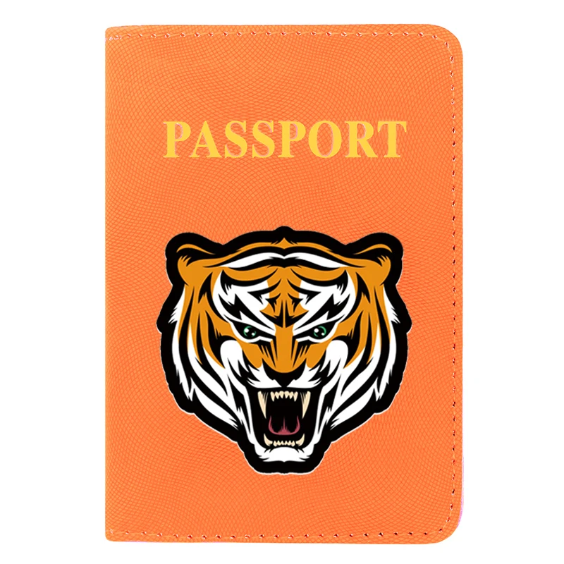 

Cool Tiger Head Printing Women Men Passport Cover Leather Travel ID Credit Card Holder Pocket Wallet Bags