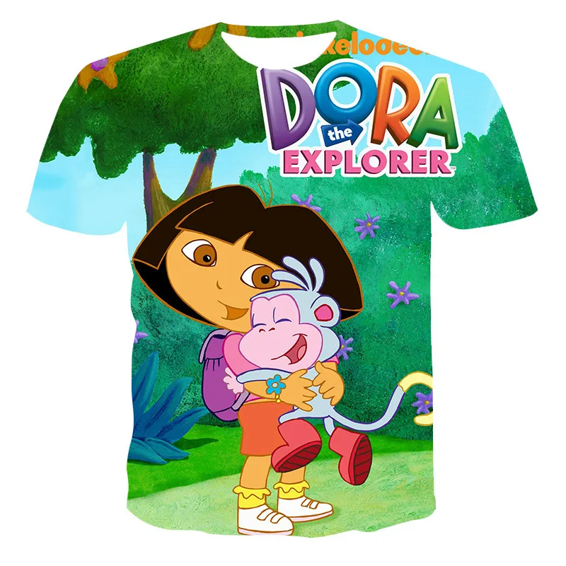 Dora Explorer-Camiseta de dibujos animados para niños, ropa con estampado 3D bonito a la moda, 2021