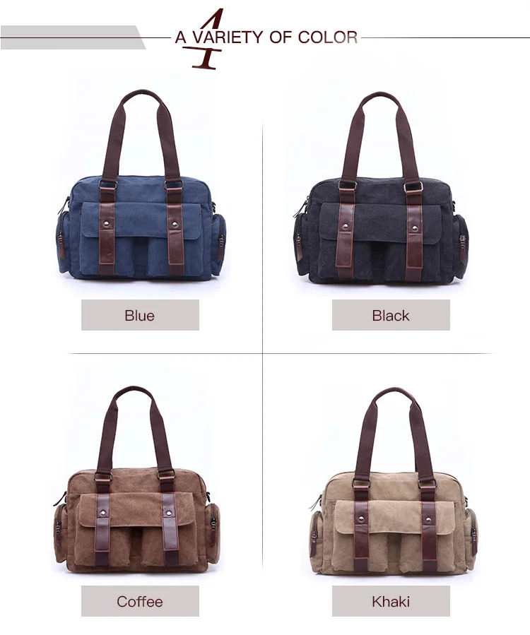Customizing leisure solid color multi-function men canvas handbag