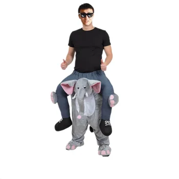 

Woman Men Party Elephant Ride on Me Magic Pants Walking Mascot Christmas Halloween Cosplay Costume Animal Carry Back Fake Legs
