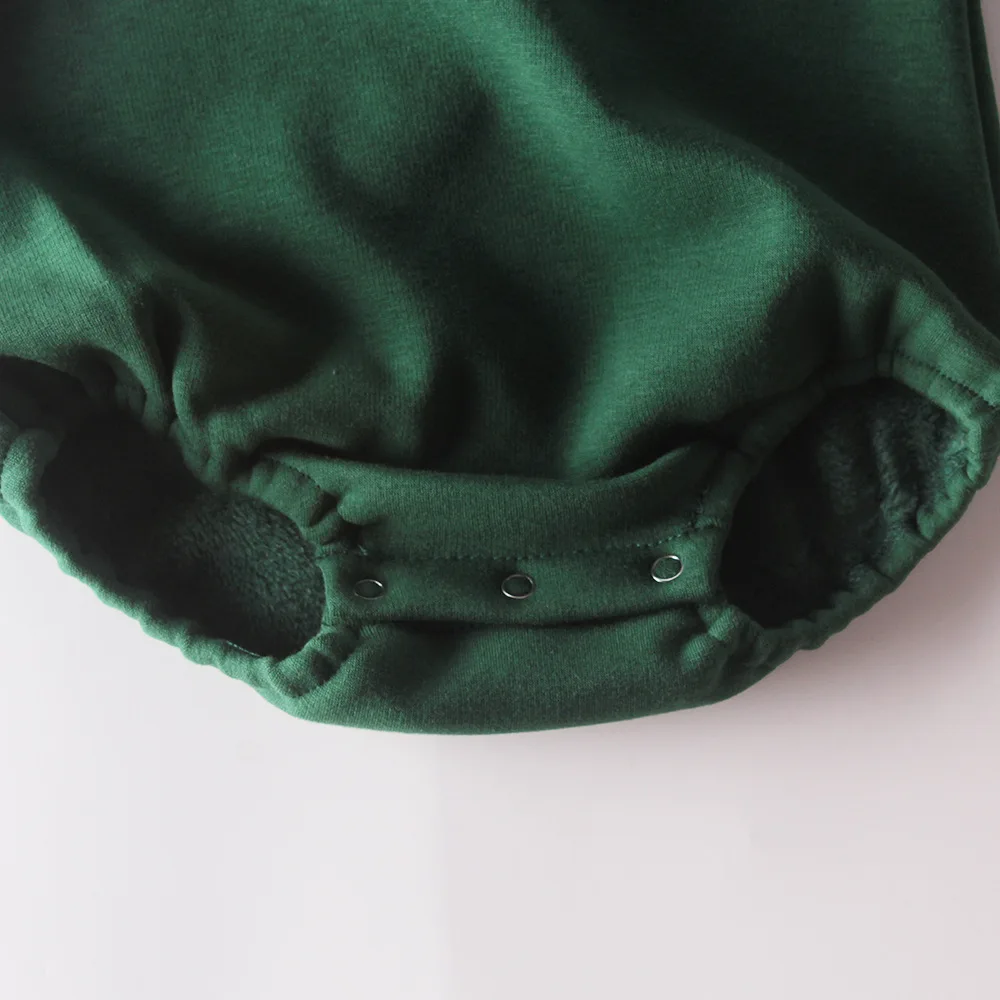 Winter Baby Girl Clothes Embroidered Baby Girl Romper Long Sleeve Plush Lining Warm Toddler Jumpsuit with Hat Infant Onesie