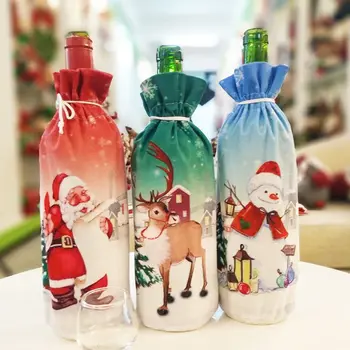 

3pcs/set Red Wine Bottle Cover Bags Snowman Santa Claus Deer Christmas Decoration Xmas Party Home Dining Decor 67JB