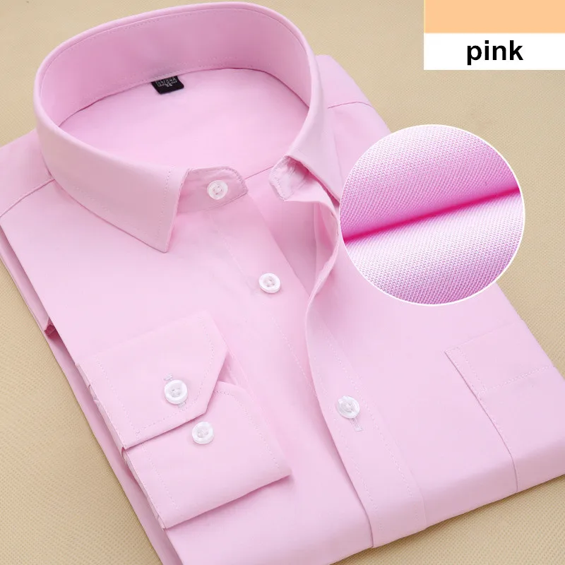 8XL белая мягкая рубашка, набор, больше размера d, мужская деловая повседневная плюс деловая рубашка, большой размер, рубашка с длинными рукавами, хлопок - Цвет: Розовый